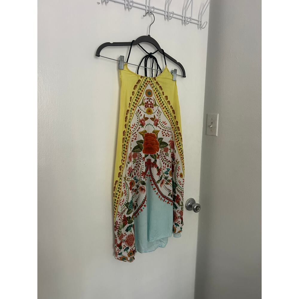 FARM Rio Yellow, Red & Light Blue Floral Halter Midi Dress - Picture 4 of 9